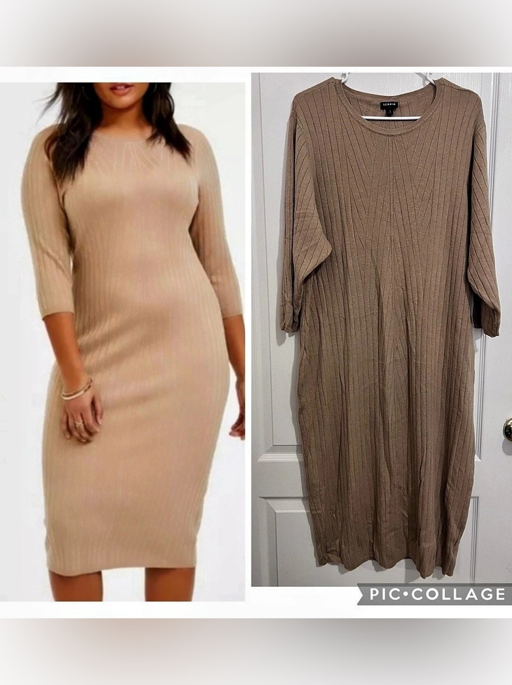 Torrid Ribbed Knit Midi Dress in Brown Size 4